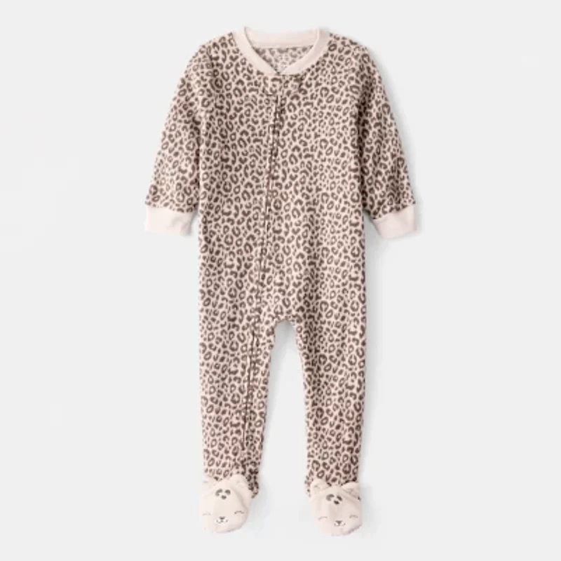 Carter's Baby Girls Fleece Round Neck Long Sleeve Footed Pajamas