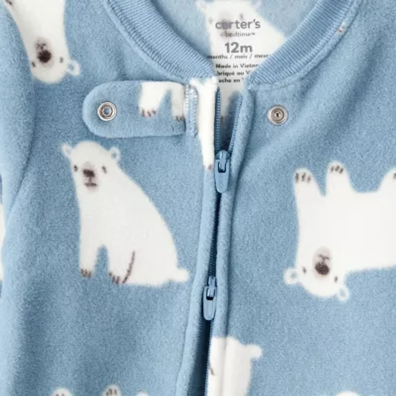 Carter's Baby Boys Footed Fleece Round Neck Long Sleeve Pajamas
