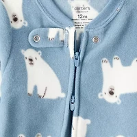 Carter's Baby Boys Footed Fleece Round Neck Long Sleeve Pajamas