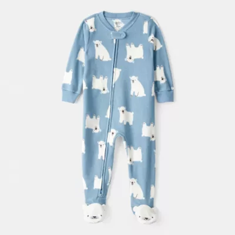 Carter's Baby Boys Footed Fleece Round Neck Long Sleeve Pajamas
