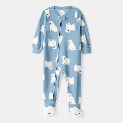 Carter's Baby Boys Footed Fleece Round Neck Long Sleeve Pajamas