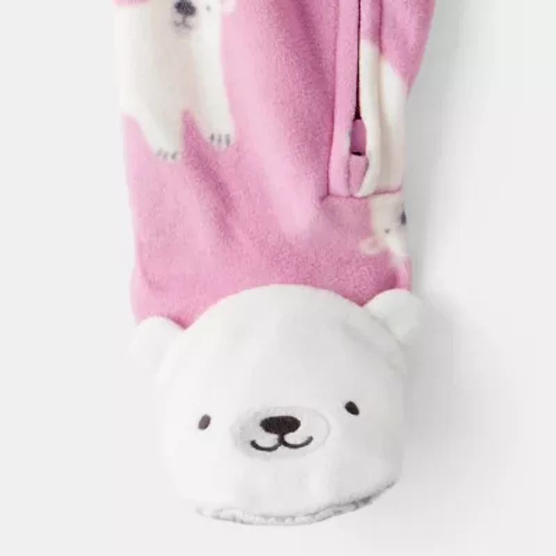 Carter's Baby Girls Fleece Round Neck Long Sleeve Footed Pajamas