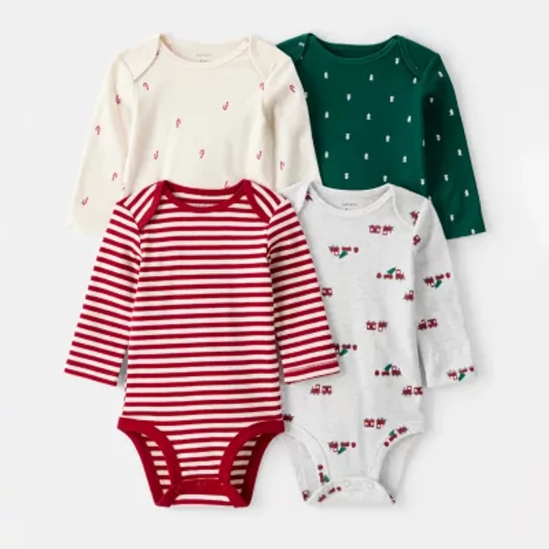 Carter's Boys Round Neck Long Sleeve Rib Bodysuit