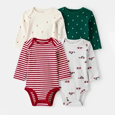 Carter's Boys Round Neck Long Sleeve Rib Bodysuit