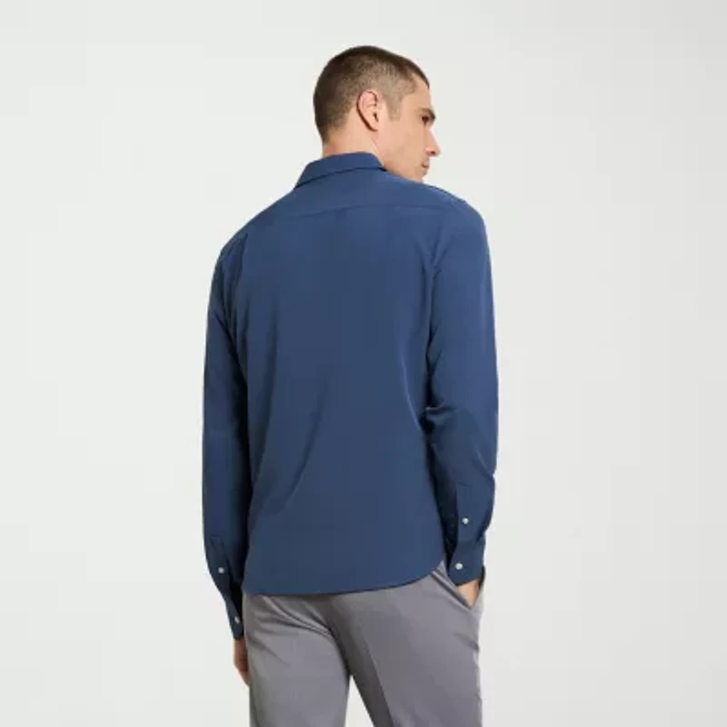 Van Heusen All Way Stretch Performance Mens Long Sleeve Slim Fit Button-Down Shirt