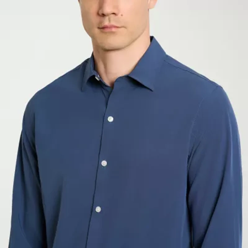 Van Heusen All Way Stretch Performance Mens Long Sleeve Slim Fit Button-Down Shirt