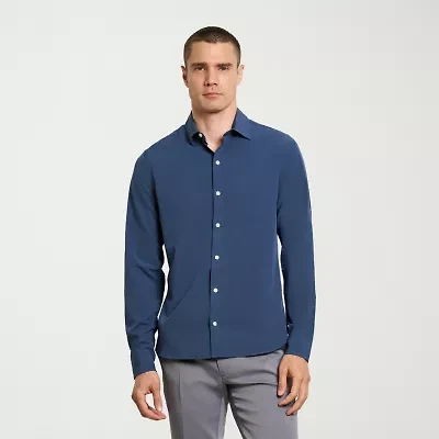 Van Heusen All Way Stretch Performance Mens Long Sleeve Slim Fit Button-Down Shirt