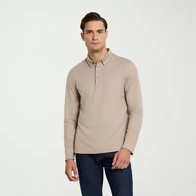 Van Heusen Performance Mens Regular Fit Long Sleeve Polo Shirt