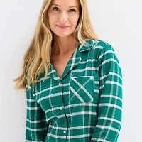Liz Claiborne Womens Flannel Long Sleeve Nightshirt