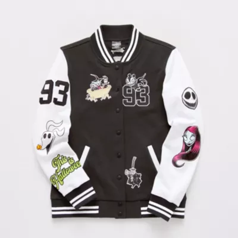 Tim Burton'S Nightmare Before Christmas Womens Fleece Midweight Juniors Bomber Jacket