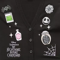 Tim Burton'S Nightmare Before Christmas Cardigan Womens V Neck Long Sleeve Button Juniors