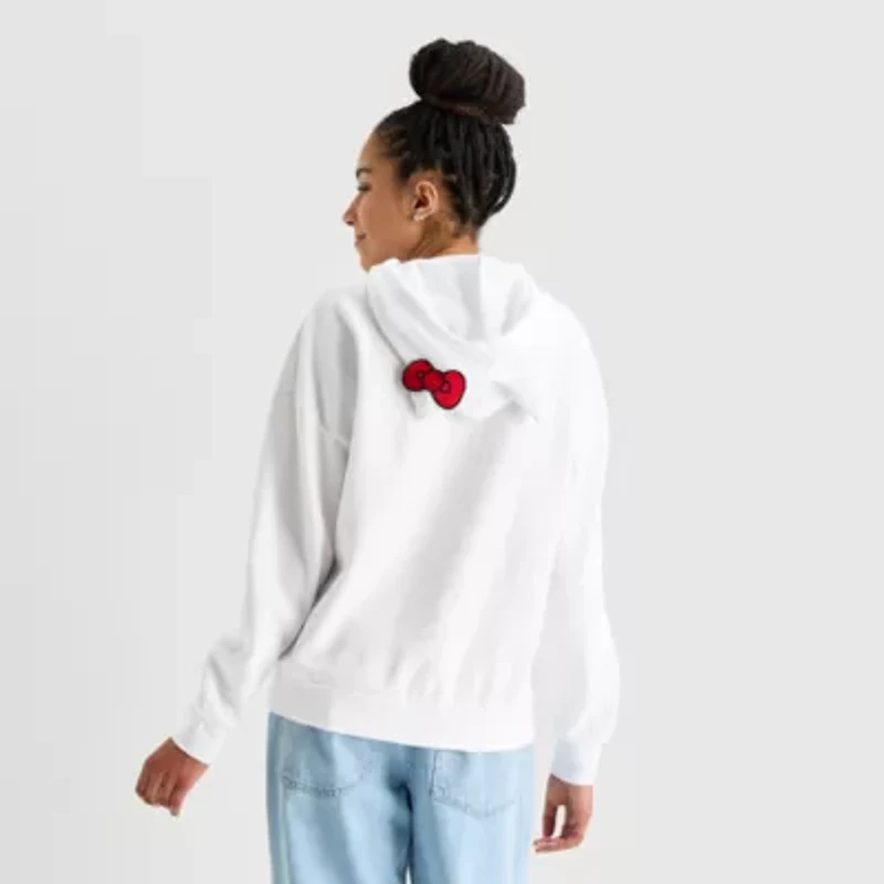 Womens Hooded Long Sleeve Hello Kitty Juniors Sweatshirt