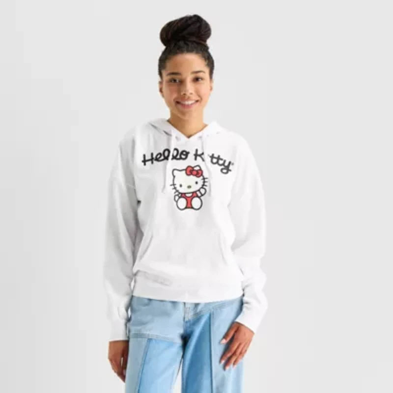 Womens Hooded Long Sleeve Hello Kitty Juniors Sweatshirt