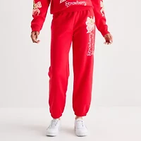 New World Strawberry Shortcake Womens Juniors Cuffed Fleece Jogger Pant