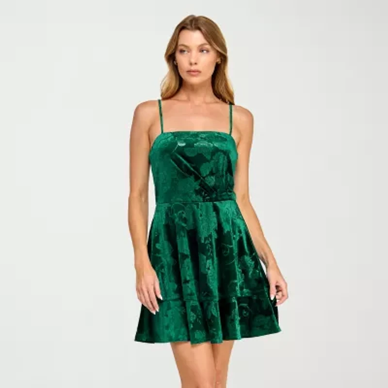 Trixxi Womens Sleeveless Juniors Fit + Flare Dress