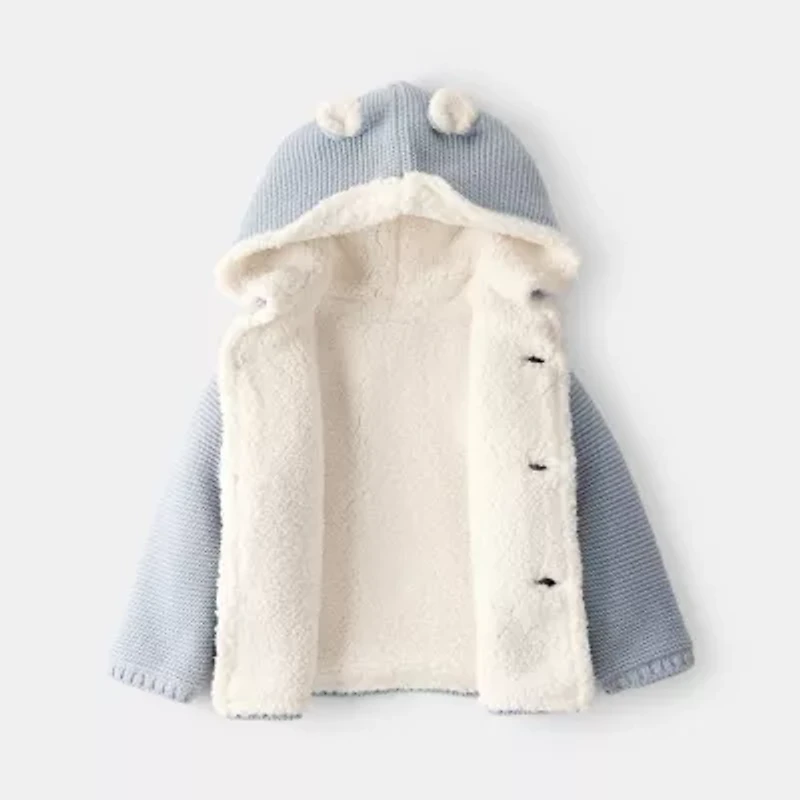 Carter's Baby Boys Hooded Long Sleeve Button Cardigan