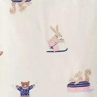 Carter's Baby Girls Rib Round Neck Long Sleeve 4-pc. Pajama Sets