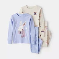 Carter's Baby Girls Rib Round Neck Long Sleeve 4-pc. Pajama Sets