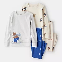 Carter's Baby Girls Rib Round Neck Long Sleeve 4-pc. Pajama Sets