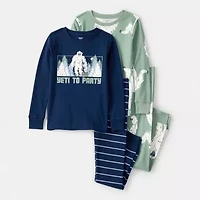 Carter's Little & Big Kid Boys Rib Round Neck Long Sleeve 4-pc. Pajama Sets