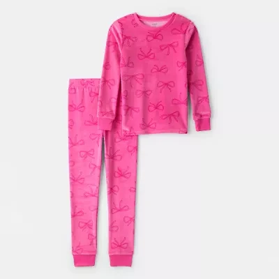 Carter's DreamPlush Velour-Velboa Little & Big Kid Girls Round Neck Long Sleeve 2-pc. Pajama Sets