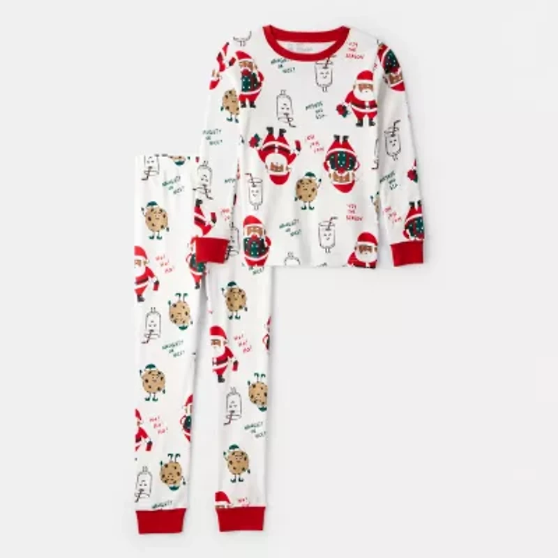 Carter's Family Matching Santa Little & Big Kid Unisex Rib Round Neck Long Sleeve 2-pc. Pajama Sets