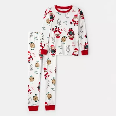 Carter's Family Matching Santa Little & Big Kid Unisex Rib Round Neck Long Sleeve 2-pc. Pajama Sets