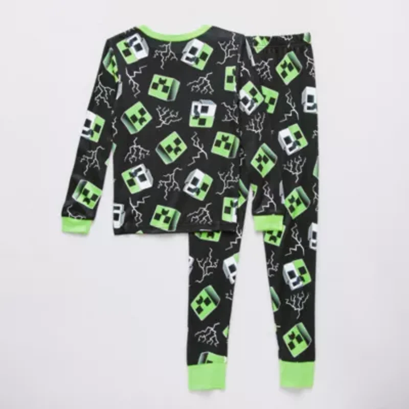 Big Kid Boys Minecraft Crew Neck Long Sleeve 2-pc. Pajama Sets