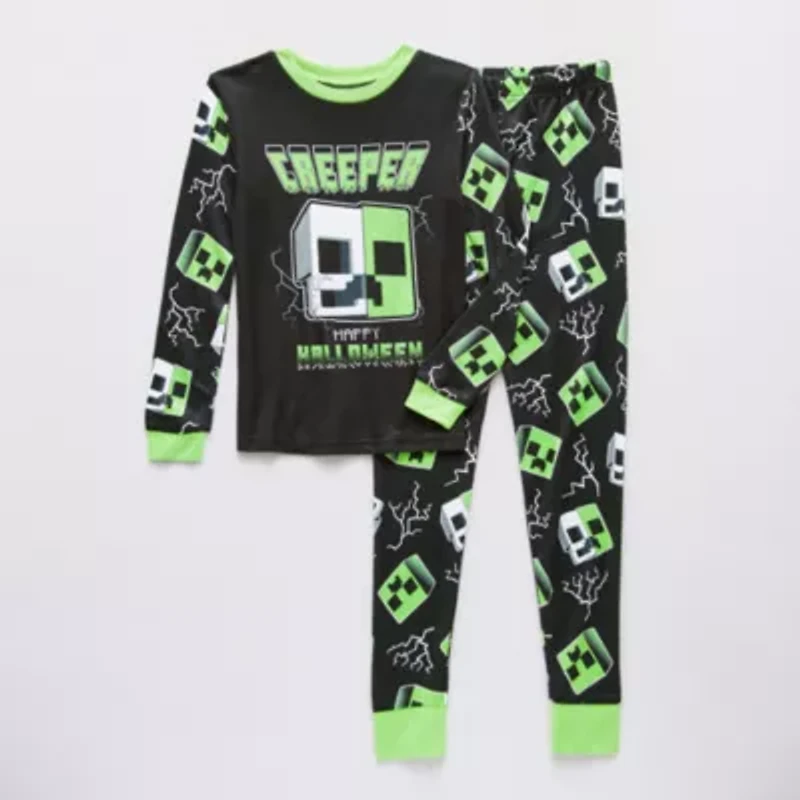 Big Kid Boys Minecraft Crew Neck Long Sleeve 2-pc. Pajama Sets