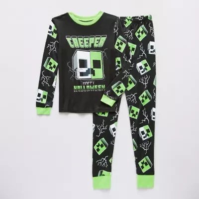 Big Kid Boys Minecraft Crew Neck Long Sleeve 2-pc. Pajama Sets