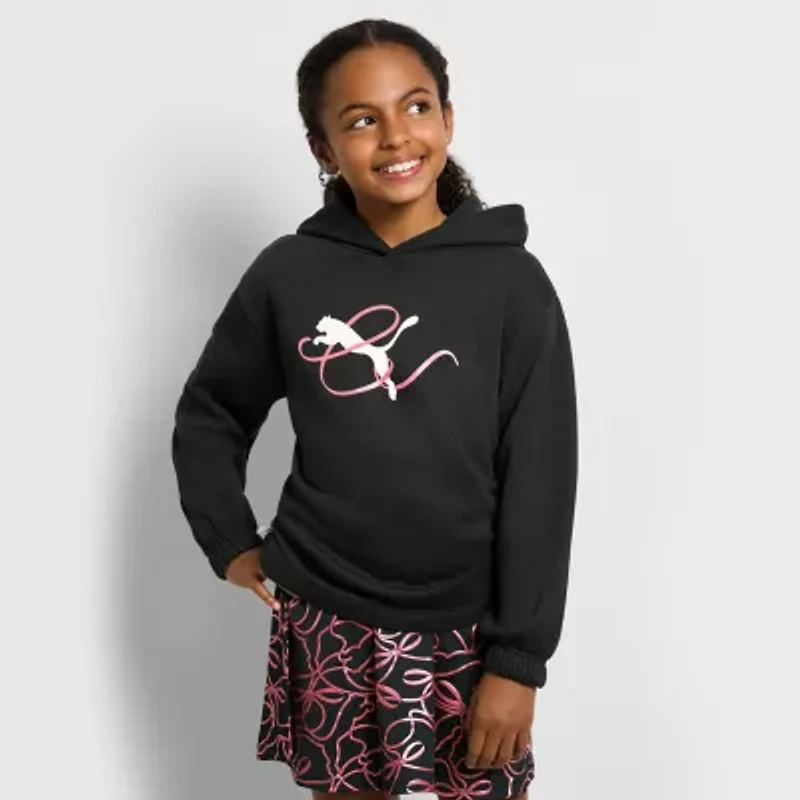 PUMA Big Kid Girls Long Sleeve Fleece Active Hoodie