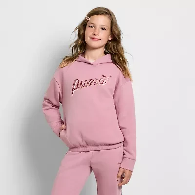 PUMA Big Kid Girls Long Sleeve Fleece Active Hoodie