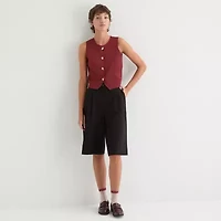 by&by Womens Round Neck Button Juniors Sweater Vest