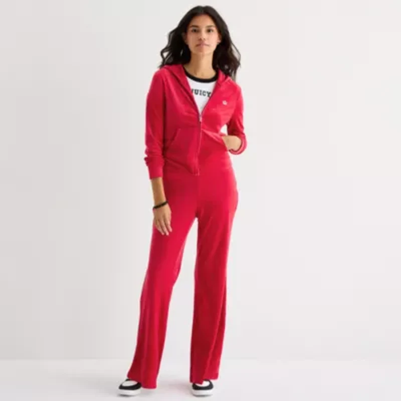 Juicy By Couture Womens Juniors Flare Mid Rise Track Pant