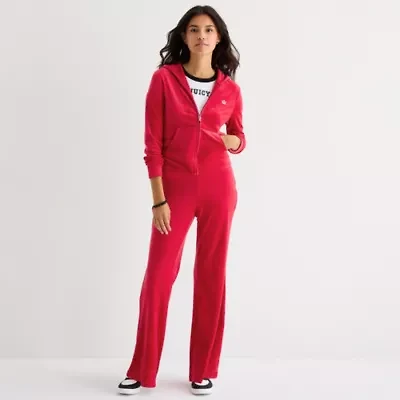 Juicy By Couture Womens Juniors Flare Mid Rise Track Pant