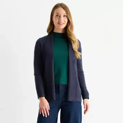 Liz Claiborne Womens Long Sleeve Open Front Cardigan