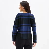 Liz Claiborne Womens V Neck Long Sleeve Open Front Plaid Cardigan