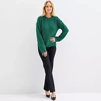 Liz Claiborne Womens Crew Neck 3/4 Sleeve Pullover Sweater