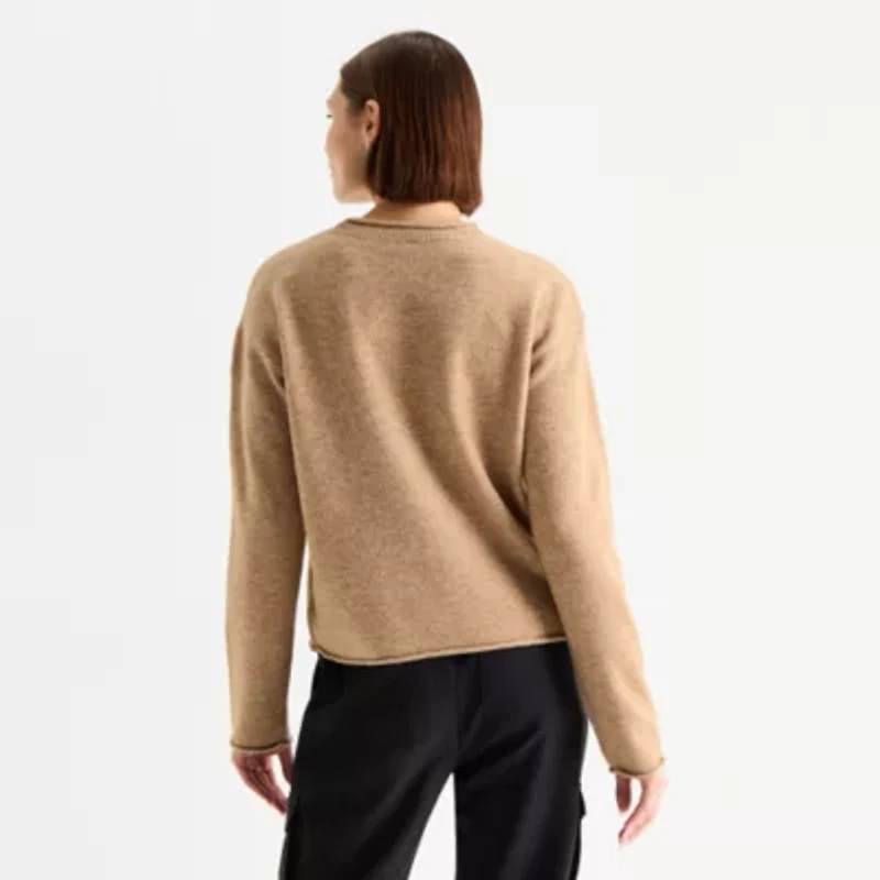 Stylus Womens Crew Neck Long Sleeve Pullover Sweater