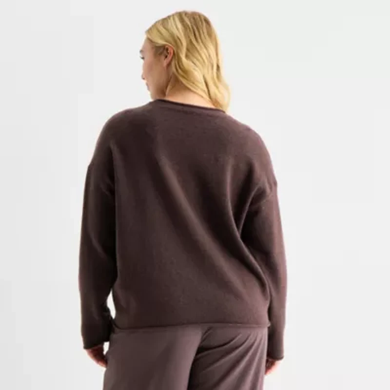 Stylus Plus Womens Crew Neck Long Sleeve Pullover Sweater