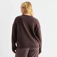 Stylus Plus Womens Crew Neck Long Sleeve Pullover Sweater