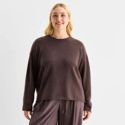 Stylus Plus Womens Crew Neck Long Sleeve Pullover Sweater