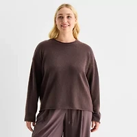 Stylus Plus Womens Crew Neck Long Sleeve Pullover Sweater