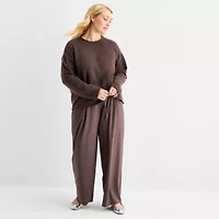 Stylus Plus Womens Crew Neck Long Sleeve Pullover Sweater