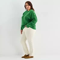 St. John's Bay Womens Crew Neck Long Sleeve Plus Cable Knit Cardigan