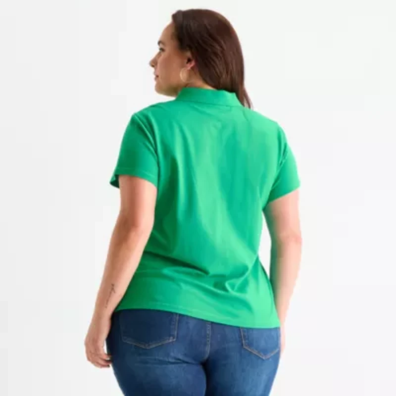 St. John's Bay Womens Plus Short Sleeve Polo Shirt