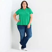 St. John's Bay Womens Plus Short Sleeve Polo Shirt