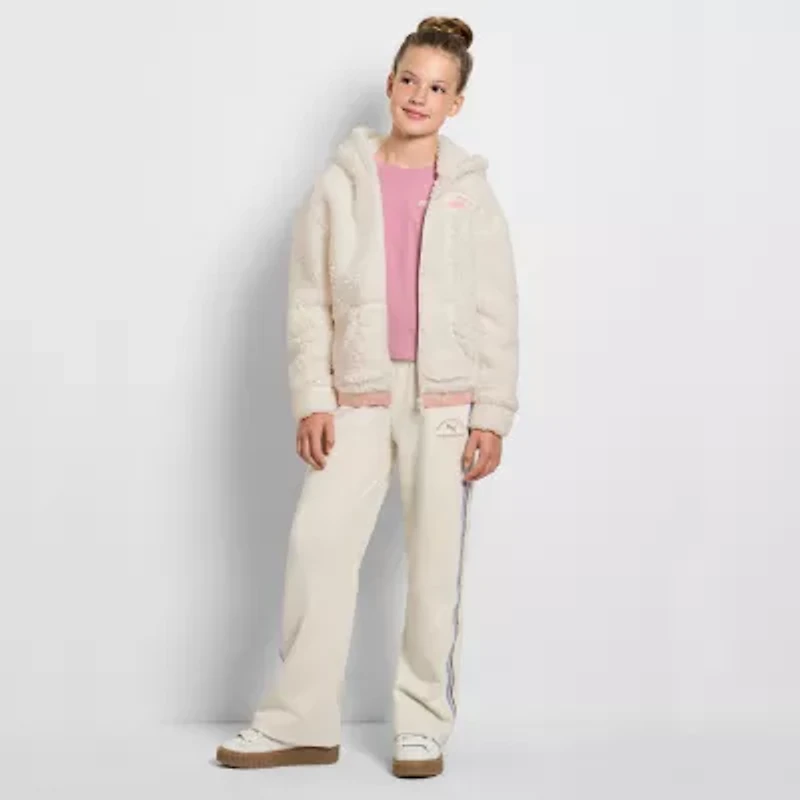 PUMA Big Kid Girls Long Sleeve Embroidered Zipper Active Hoodie