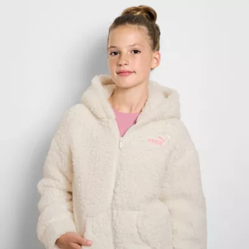 PUMA Big Kid Girls Long Sleeve Embroidered Zipper Active Hoodie