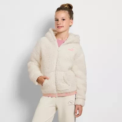 PUMA Big Kid Girls Long Sleeve Embroidered Zipper Active Hoodie